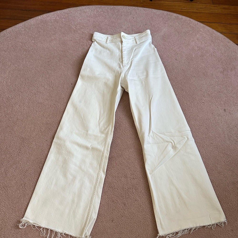Zara Off-White Straight-Leg Pants